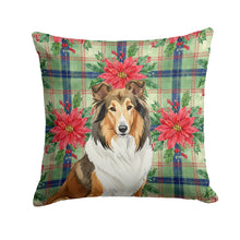 Load image into Gallery viewer, Sable Collie Christmas PoinsettIas Throw Pillow