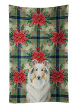 Load image into Gallery viewer, White Collie Christmas PoinsettIas Kitchen Towel
