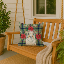 Load image into Gallery viewer, White Collie Christmas PoinsettIas Throw Pillow