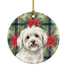 Load image into Gallery viewer, Coton de Tulear Christmas PoinsettIas Ceramic Ornament