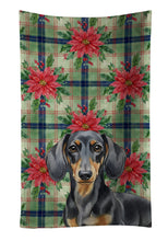 Load image into Gallery viewer, Black and Tan Dachshund Christmas PoinsettIas Kitchen Towel