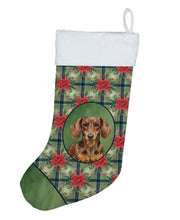 Load image into Gallery viewer, Chocolate and Tan Dachshund Christmas PoinsettIas Holiday Stocking