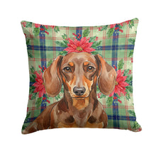 Load image into Gallery viewer, Chocolate and Tan Dachshund Christmas PoinsettIas Throw Pillow