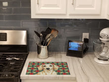 Load image into Gallery viewer, Cream Dachshund Christmas PoinsettIas Glass Cutting Board