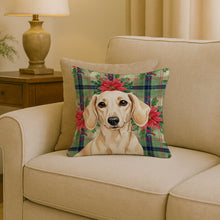 Load image into Gallery viewer, Cream Dachshund Christmas PoinsettIas Throw Pillow
