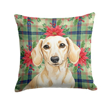 Load image into Gallery viewer, Cream Dachshund Christmas PoinsettIas Throw Pillow