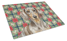 Load image into Gallery viewer, Dapple Dachshund Christmas PoinsettIas Glass Cutting Board