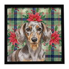Load image into Gallery viewer, Dapple Dachshund Christmas PoinsettIas Framed Metal Print