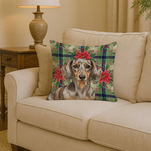 Load image into Gallery viewer, Dapple Dachshund Christmas PoinsettIas Throw Pillow