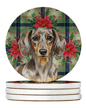 Load image into Gallery viewer, Dapple Dachshund Christmas PoinsettIas Large Sandstone Coasters Pack of 4