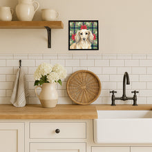 Load image into Gallery viewer, Longhaired Cream Dachshund Christmas PoinsettIas Framed Metal Print