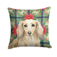 Load image into Gallery viewer, Longhaired Cream Dachshund Christmas PoinsettIas Throw Pillow