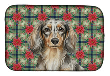 Load image into Gallery viewer, Longhaired Dapple Dachshund Christmas PoinsettIas Dish Drying Mat
