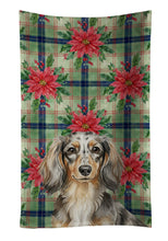 Load image into Gallery viewer, Longhaired Dapple Dachshund Christmas PoinsettIas Kitchen Towel