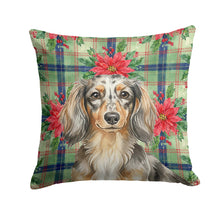 Load image into Gallery viewer, Longhaired Dapple Dachshund Christmas PoinsettIas Throw Pillow