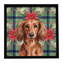 Load image into Gallery viewer, Longhaired Red Dachshund Christmas PoinsettIas Framed Metal Print