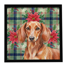 Load image into Gallery viewer, Red Brown Dachshund Christmas PoinsettIas Framed Metal Print