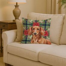Load image into Gallery viewer, Red Brown Dachshund Christmas PoinsettIas Throw Pillow
