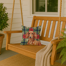Load image into Gallery viewer, Red Brown Dachshund Christmas PoinsettIas Throw Pillow