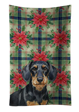 Load image into Gallery viewer, Wirehaired Black and Tan Dachshund Christmas PoinsettIas Kitchen Towel