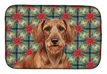 Load image into Gallery viewer, Wirehaired Red Dachshund Christmas PoinsettIas Dish Drying Mat