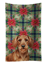 Load image into Gallery viewer, Wirehaired Red Dachshund Christmas PoinsettIas Kitchen Towel