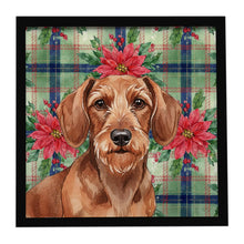 Load image into Gallery viewer, Wirehaired Red Dachshund Christmas PoinsettIas Framed Metal Print