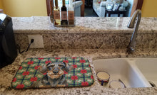 Load image into Gallery viewer, Wirehaired Wild Boar Dachshund Christmas PoinsettIas Dish Drying Mat