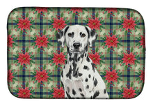 Load image into Gallery viewer, Dalmatian Christmas PoinsettIas Dish Drying Mat