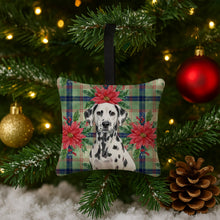 Load image into Gallery viewer, Dalmatian Christmas PoinsettIas Hanging Square Fabric Ornament 3.5 x 3.5