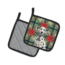 Load image into Gallery viewer, Dalmatian Christmas PoinsettIas Pair of Pot Holders