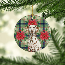 Load image into Gallery viewer, Liver Dalmatian Christmas PoinsettIas Ceramic Ornament