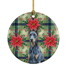 Load image into Gallery viewer, Blue Doberman Pinscher Christmas PoinsettIas Ceramic Ornament