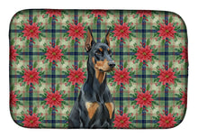 Load image into Gallery viewer, Doberman Pinscher Christmas PoinsettIas Dish Drying Mat