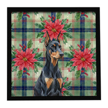 Load image into Gallery viewer, Doberman Pinscher Christmas PoinsettIas Framed Metal Print