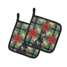 Load image into Gallery viewer, Doberman Pinscher Christmas PoinsettIas Pair of Pot Holders