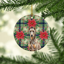 Load image into Gallery viewer, Fawn Doberman Pinscher Christmas PoinsettIas Ceramic Ornament