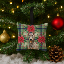 Load image into Gallery viewer, Fawn Doberman Pinscher Christmas PoinsettIas Hanging Square Fabric Ornament 3.5 x 3.5