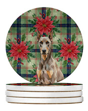 Load image into Gallery viewer, Fawn Doberman Pinscher Christmas PoinsettIas Large Sandstone Coasters Pack of 4