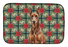 Load image into Gallery viewer, Red Doberman Pinscher Christmas PoinsettIas Dish Drying Mat