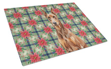Load image into Gallery viewer, Red Doberman Pinscher Christmas PoinsettIas Glass Cutting Board