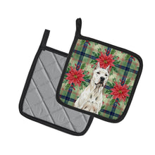 Load image into Gallery viewer, Dogo Argentino Christmas PoinsettIas Pair of Pot Holders
