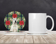 Load image into Gallery viewer, Dogo Argentino Christmas PoinsettIas Large Sandstone Coasters Pack of 4