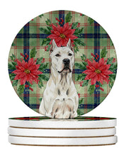 Load image into Gallery viewer, Dogo Argentino Christmas PoinsettIas Large Sandstone Coasters Pack of 4