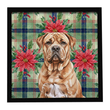 Load image into Gallery viewer, Dogue de Bordeaux Christmas PoinsettIas Framed Metal Print