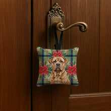 Load image into Gallery viewer, Dogue de Bordeaux Christmas PoinsettIas Hanging Square Fabric Ornament 3.5 x 3.5