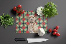 Load image into Gallery viewer, Isabella Dogue de Bordeaux Christmas PoinsettIas Glass Cutting Board