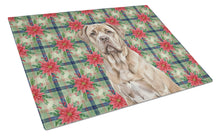 Load image into Gallery viewer, Isabella Dogue de Bordeaux Christmas PoinsettIas Glass Cutting Board