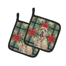 Load image into Gallery viewer, Isabella Dogue de Bordeaux Christmas PoinsettIas Pair of Pot Holders