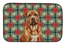 Load image into Gallery viewer, Mahogany Dogue de Bordeaux Christmas PoinsettIas Dish Drying Mat
